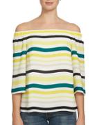 1 State Striped Off-the-shoulder Blouse