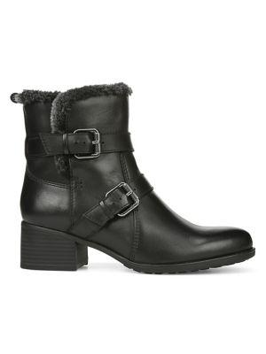 Naturalizer Deanne Faux Fur-trim Leather Ankle Boots