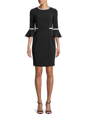 Calvin Klein Petite Roundneck Bell-sleeve Dress
