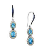 Effy Ocean Blue Sapphire And Blue Topaz Drop Earrings