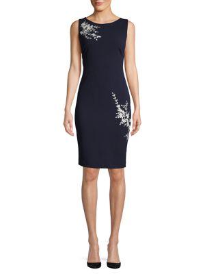 Karl Lagerfeld Paris Social Sleeveless Embroidery Detail Dress