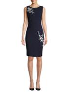 Karl Lagerfeld Paris Social Sleeveless Embroidery Detail Dress