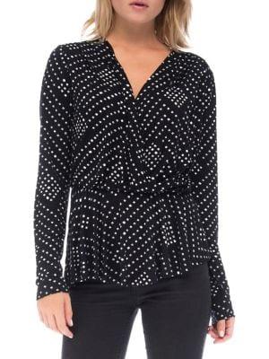B Collection By Bobeau Perla Surplice Dotted Asymmetrical Top