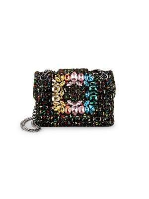 Kurt Geiger London Embellished Tweed Shoulder Bag