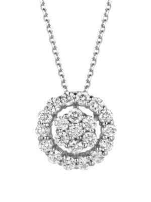 Morris & David 1.0 Tcw Diamond And 14k White Gold Openwork Pendant Necklace
