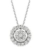 Morris & David 1.0 Tcw Diamond And 14k White Gold Openwork Pendant Necklace