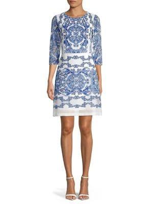 Gabby Skye Printed Cotton Blend Sheath Dress