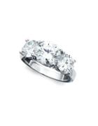 Crislu Classic Crystal, Sterling Silver And Platinum Ring