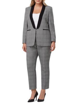 Tahari Arthur S. Levine Plus Plaid Two-piece Pant Suit