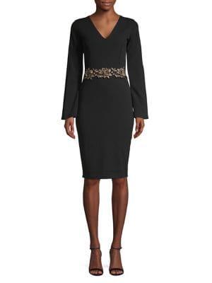 Quiz Split-sleeve Lace-trim Bodycon Dress