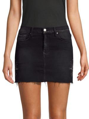 Hudson Jeans Frayed Denim Mini Skirt
