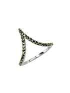 Designs Sterling Silver And Marcasite Chevron Ring