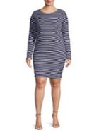 Michael Michael Kors Plus Striped Long Sleeve T-shirt Dress