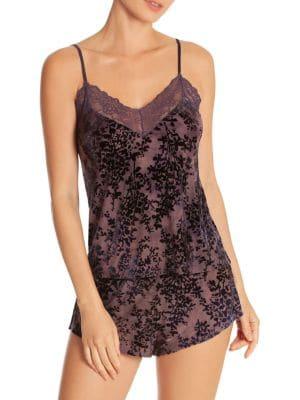 In Bloom Opulence Two-piece Velvet Camisole & Shorts Set