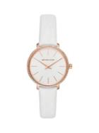 Michael Kors Pyper Three-hand Mineral Crystal & Leather Watch