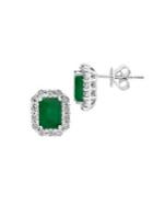 Effy Brasilica 14k White Gold, Diamond & Emerald Stud Earrings