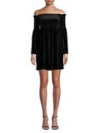 Design Lab Smocked Off-the-shoulder Velvet Dress
