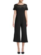 Karl Lagerfeld Paris Beaded Illusion Flutter-sleeve Jumpsuit