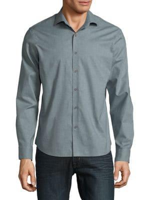 Black Brown Slim-fit Button-down Shirt