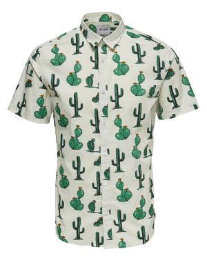 Only And Sons Allover Print Cotton Button-down Shirt