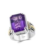 Effy Sterling Silver, 18k Yellow Gold And Amethyst Ring