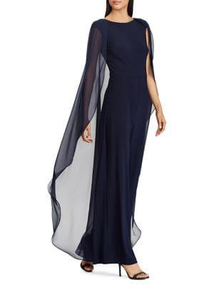 Lauren Ralph Lauren Chiffon Cape-overlay Jumpsuit
