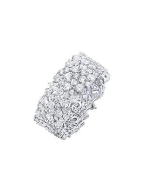 Crislu Fireworks Crystal, Sterling Silver And Platinum Cluster Large Eternity Ring
