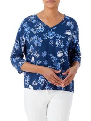 Olsen Santorini Floral Popover Blouse