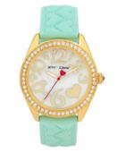 Betsey Johnson Pave Goldtone Silicone Strap Watch