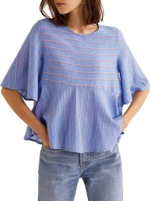 Mango Striped Cotton Top