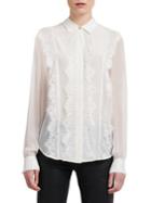Donna Karan Lace-trimmed Silk Button-down Shirt