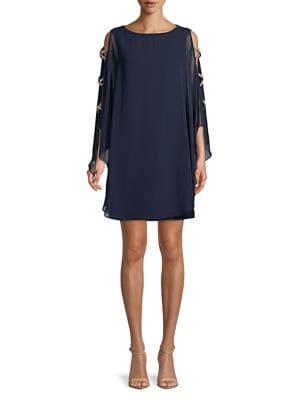 Xscape Ruffle Cape-sleeve Mini Dress