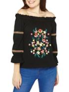 Dorothy Perkins Embroidered Off-the-shoulder Cotton Top