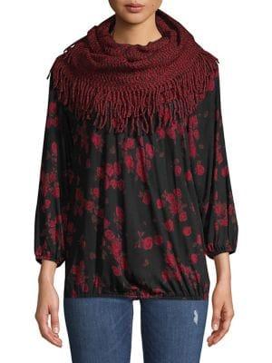 Joolay Fringe Knit Infinity Scarf