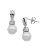 Lord & Taylor Sterling Silver And Pearl Stone Earrings