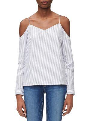 Calvin Klein Jeans Stripe Oxford Off-shoulder Top