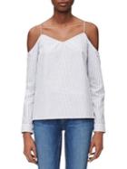 Calvin Klein Jeans Stripe Oxford Off-shoulder Top