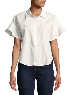 Design Lab Dolman Flutter Button-down Shirt