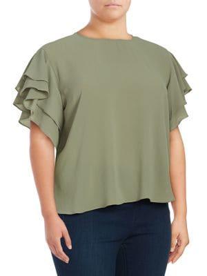 Vince Camuto Plus Plus Drop-shoulder Tiered Ruffle Top