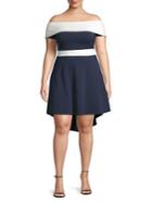 Quiz Plus Colorblock Off-the-shoulder Dress