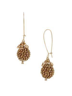 Miriam Haskell Sparkle Sphere Crystal Fireball Long Drop Earrings