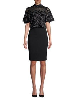 Badgley Mischka Platinum Lace Sheath Dress