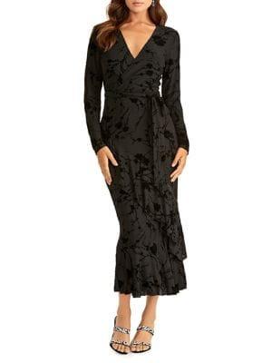 Rachel Rachel Roy Velvet Faux Wrap Midi Dress