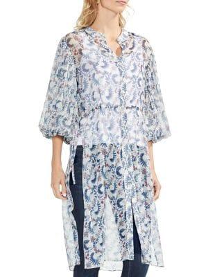 Vince Camuto Sapphire Bloom Printed Tunic
