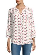 Nydj Strawberry-print Button-front Blouse