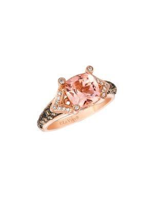 Le Vian 14k Strawberry Gold Peach Morganite, Vanilla & Chocolate Diamonds Statement Ring