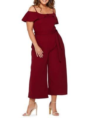 Quiz Curve Plus Cold-shoulder Frill Jumpsuit