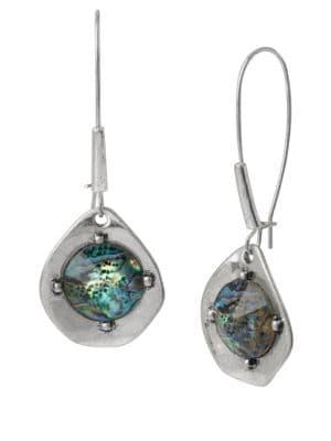 Robert Lee Morris Blue Dimensions Silvertone Abalone Drop Earrings