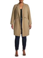 Albert Nipon Plus Peak Lapel Trench Coat