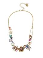 Betsey Johnson Floral And Insect Stone Frontal Necklace